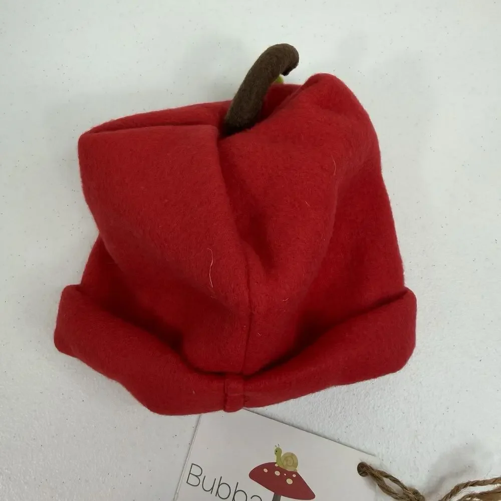 Bubba Mama Red Apple Hat Baby Toddler Child Beanie Baby Pictures Green Worm Cute